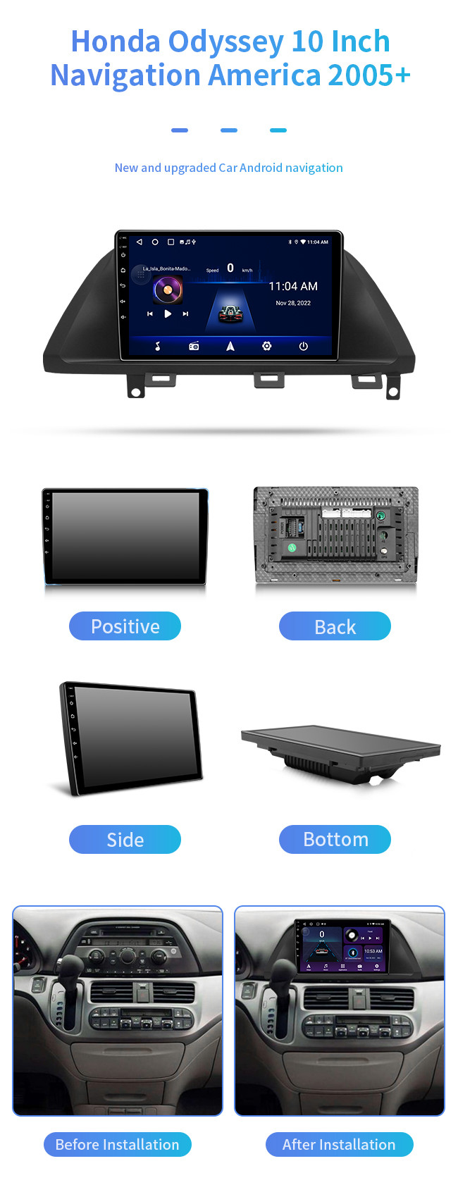 For Honda Odyssey America 2005+ Hd video playback car DVD Bluetooth Car Navigation