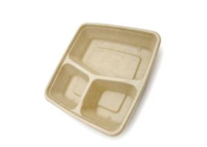 China Cornstarch plastic 3 compartments 900ml microwave biodegradable food container factory