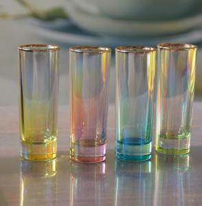 China Personalized INS Gradient Color Gold Rim Unique Shot Glass Set factory