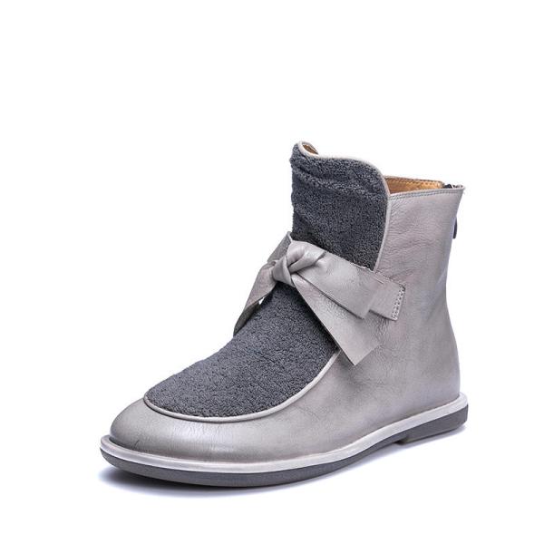 S087 New Martin boots retro leather handmade bowknot fashion flat ladies short