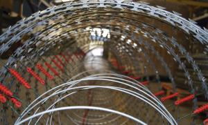 China 980mm Electrified Razor Barbed Wire , Concertina Wire Wall With Blades Fence factory