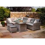 PE Rattan AJUNION Outdoor Sectional Corner Sofa Patio Set with Adjustable Dining