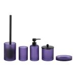 5pcs Glass Bathroom Accessories Set Purple Round Shape With Diamond Pattern