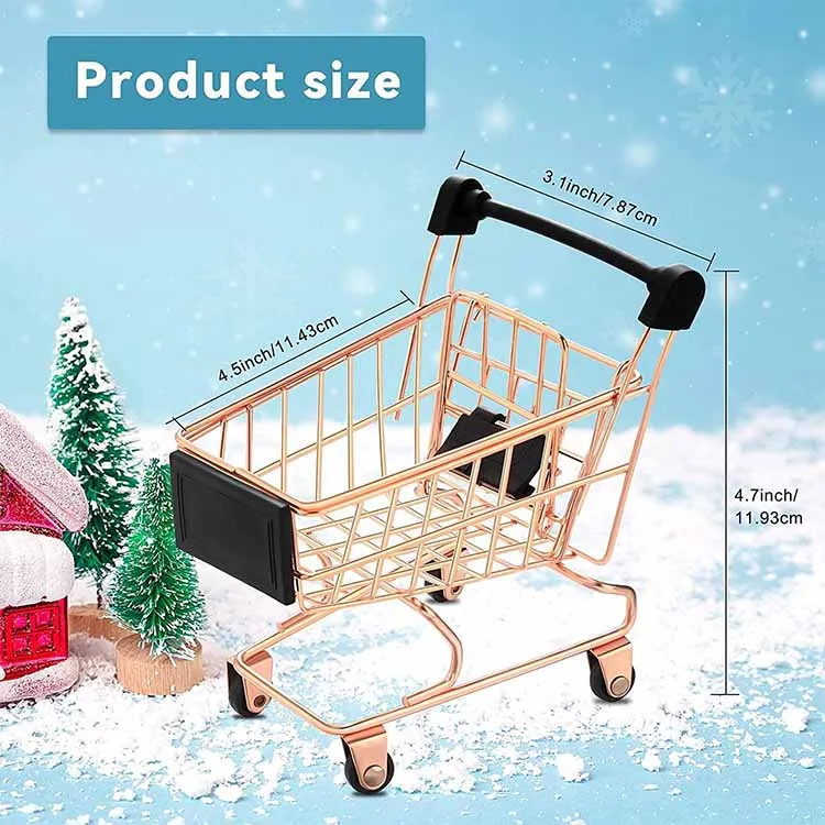 Mini Supermarket Accessories Kids Metal Shopping Cart Cute Baskets