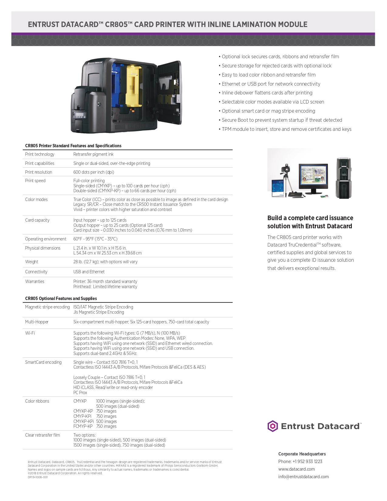 CR805 Private Mold Dual Side CMYKP Ribbon and Film for CR-80 ID Card Printer by Entrust