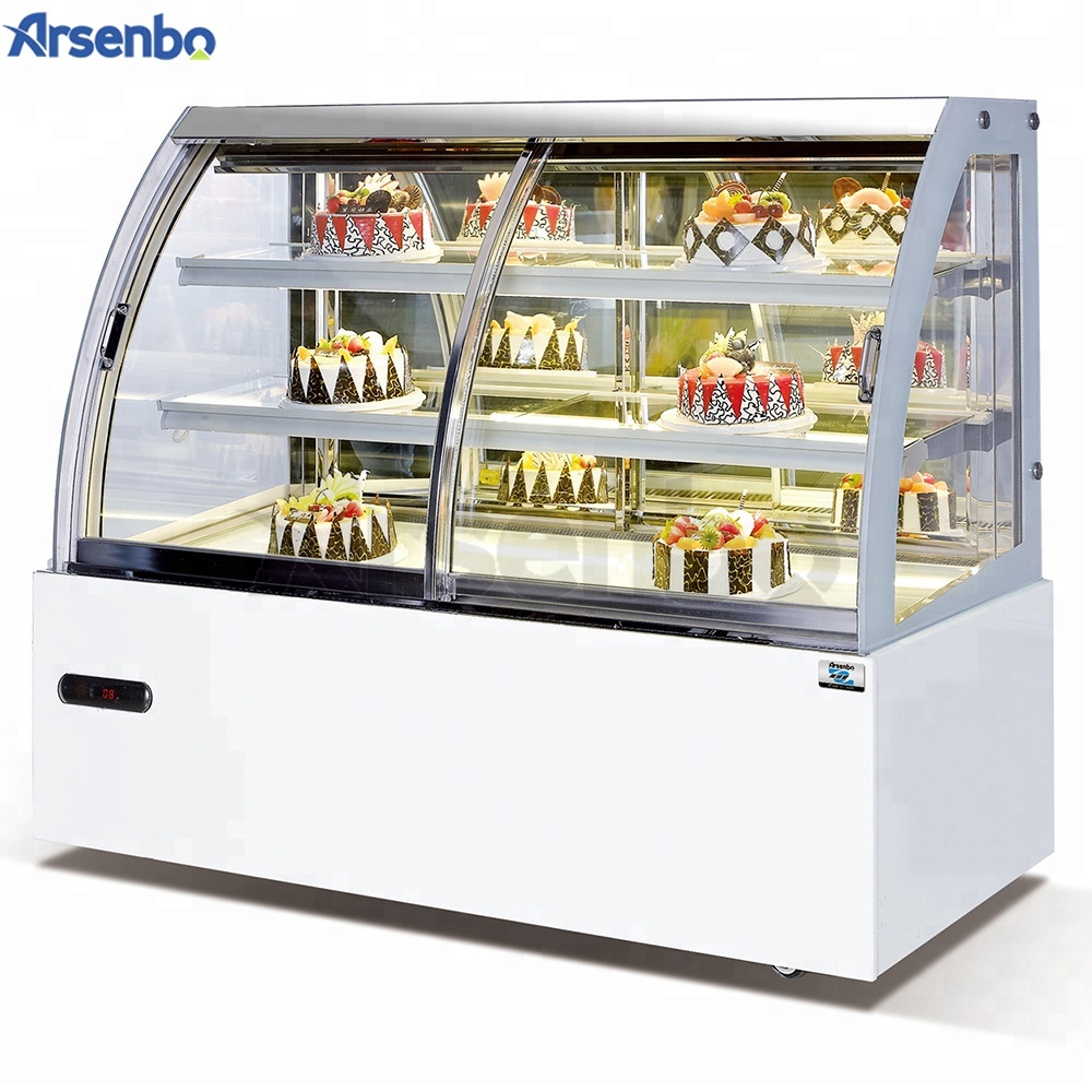 Antiwear Commercial Cake Display Refrigerator 220V Marble Glass Material