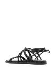 Black Satin 9.5inch Leather Ankle Strap Sandals Open Toe Customized
