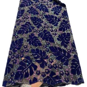 China Newest Supoo Velvet Lace Fabric with Sequins and Embroidery Water Soluble Embroidered factory