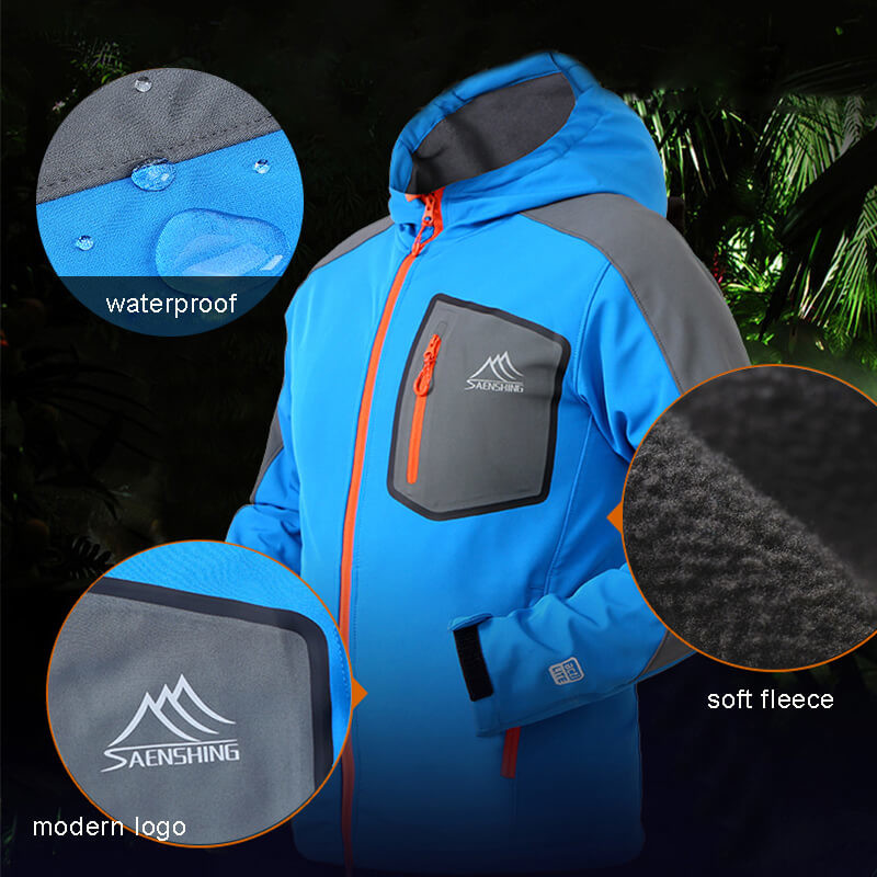 Camping Trekking Waterproof Hiking Coat Multiple Colors Zipper Closure Warm