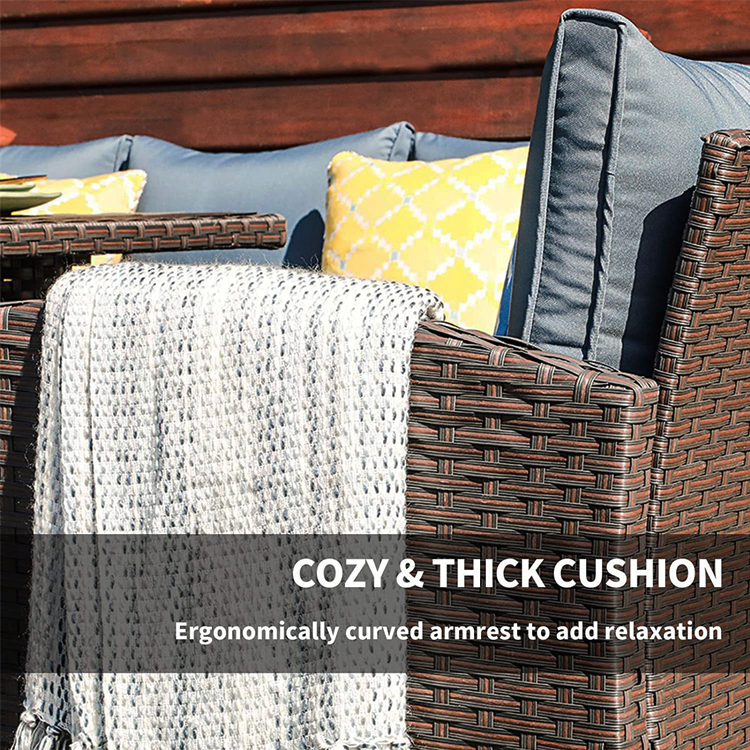 Outdoor Sofa Patio Garden Balcony Pool Beach Woven PE Wicker Rattan Lounge Modular Sofa Set