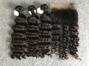 China 100% Human Hair Weave Brazilian Virgin Hair Loose wave With Frontal 10&quot;-30&quot; factory