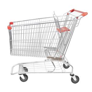China Galvanized American Type Grocery Shopping Trolley 210L Metal Shopping Cart factory