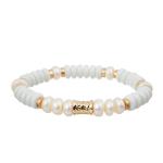 Fresh Water Pearl Gold Space Beaded Stacked Stretchy Bracelet For Lady