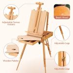 Holds Canvas Wood Portable Adjustable Art Painting Easel French Style With