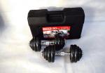 black painting adjustabel dumbbell barbell 15kg 20kg 30kg set with plastic case