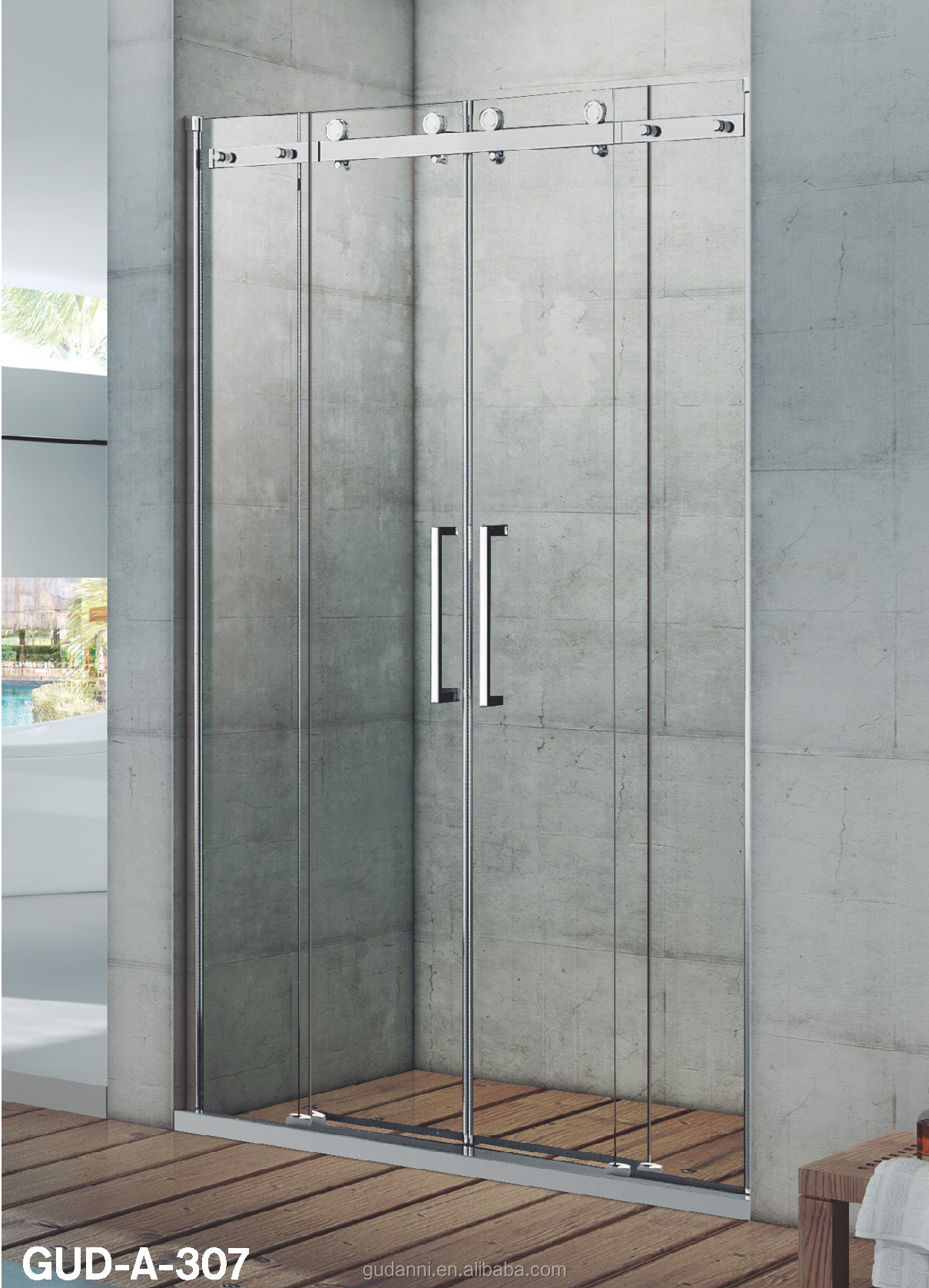 Large Pulley Glass Door Two-way Smooth Shower Door Stylish Bathroom Shower Box
