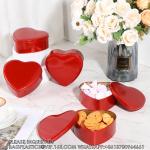 Red Heart Shaped Metal Tins With Lids Valentine'S Day Candy Boxes Biscuits Jar
