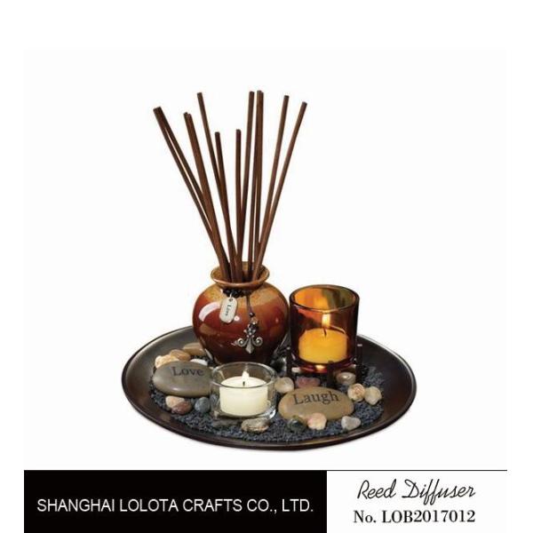 China Brown Room Reed Diffuser For Large Room , Ceramic Aromatherapy Diffuser factory