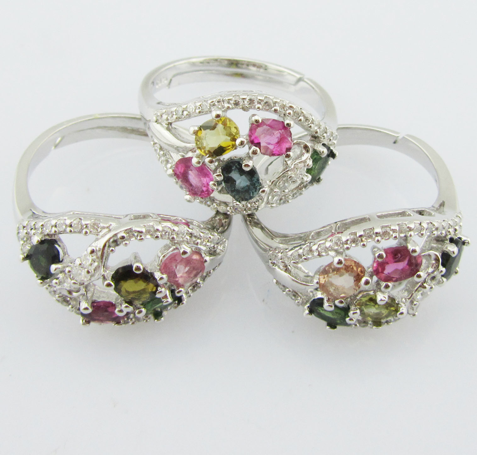 925 Silver Gemstone Rings For Casual / Party Tourmaline Stone 3-5g Silver Weight