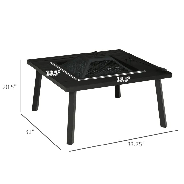 Relax in Style Square Ceramic Wood Burning Fire Pit Table for Backyard Patio Garden Camping