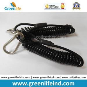 China Anti-Drop Coil in Black Reinforced Tool Lanyard W/Carabiners factory