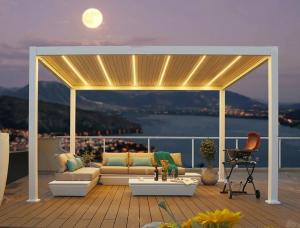 China Modern Waterproof Aluminum Patio Outdoor Electric Louver Garden Set Pergola factory