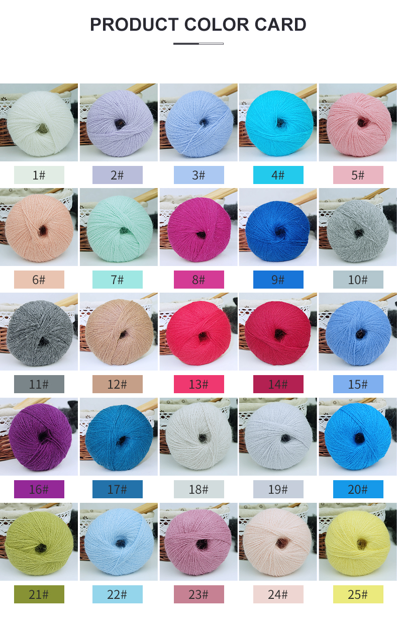 Soft Fluffy Fuzzy Brushed Yarn 15% Angora Wool Yarn Knitted 106 Colors