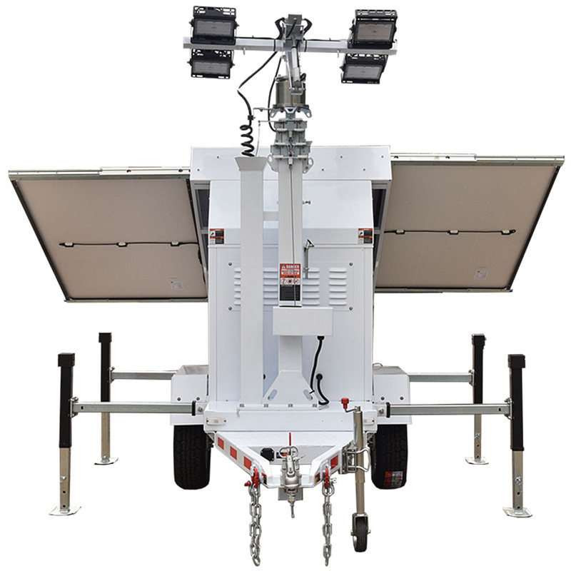 19.2 Hours Running Time Single Axle Eco-Friendly Solar Light Tower for Outdoor Events and Surveillance