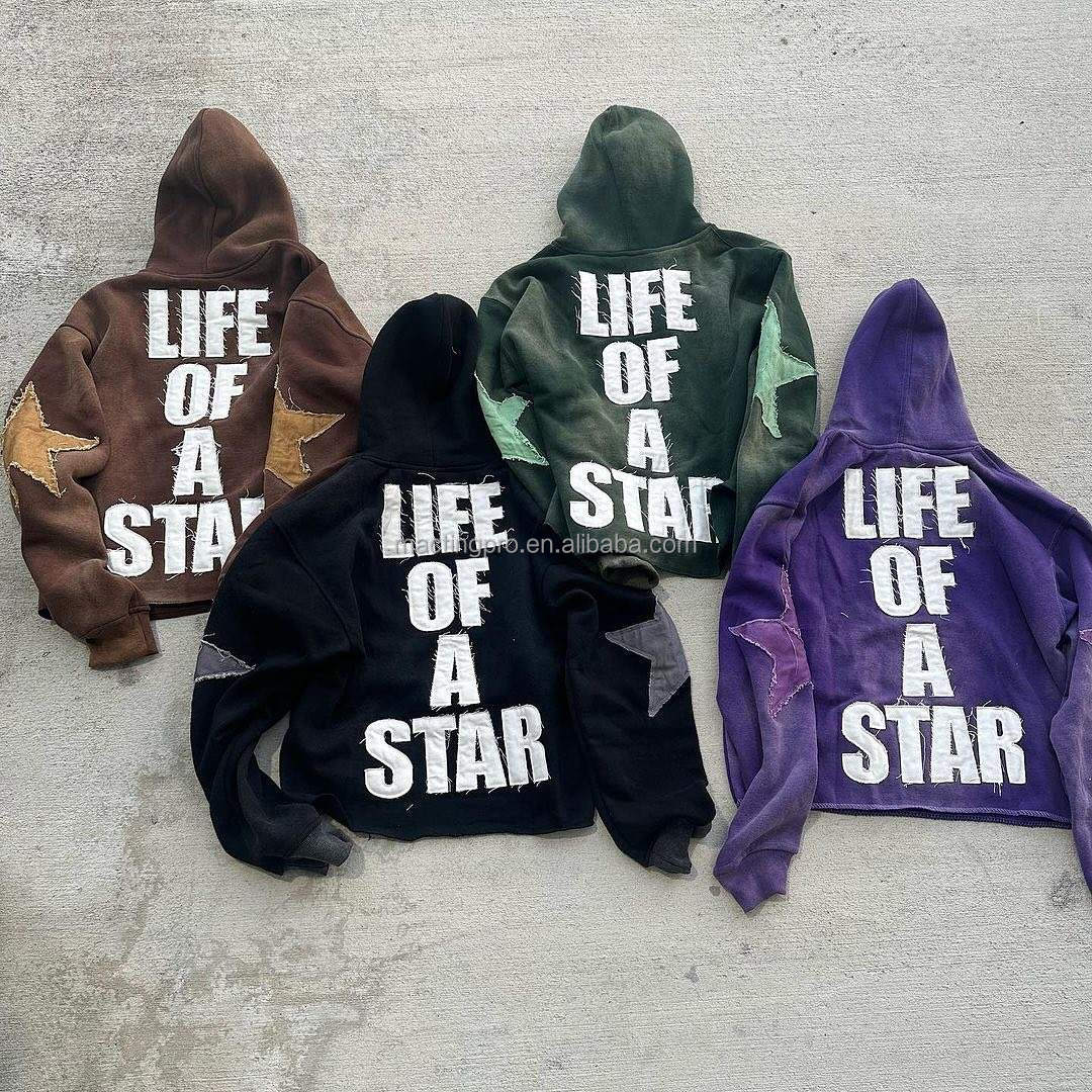 400 Grams Custom Embroidered Hoodie Set with Applique Patch and Flared Sweat Pants