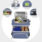 2 Compartment Lunch Bag Tote Large Insulated Cooler Thermal Lunch Box Tote
