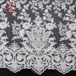 131CM White Embroidered Bridal Lace Fabric For Attire Azo Free High Color