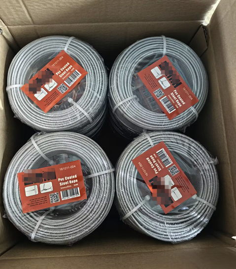 Steel wire rope spool showing length