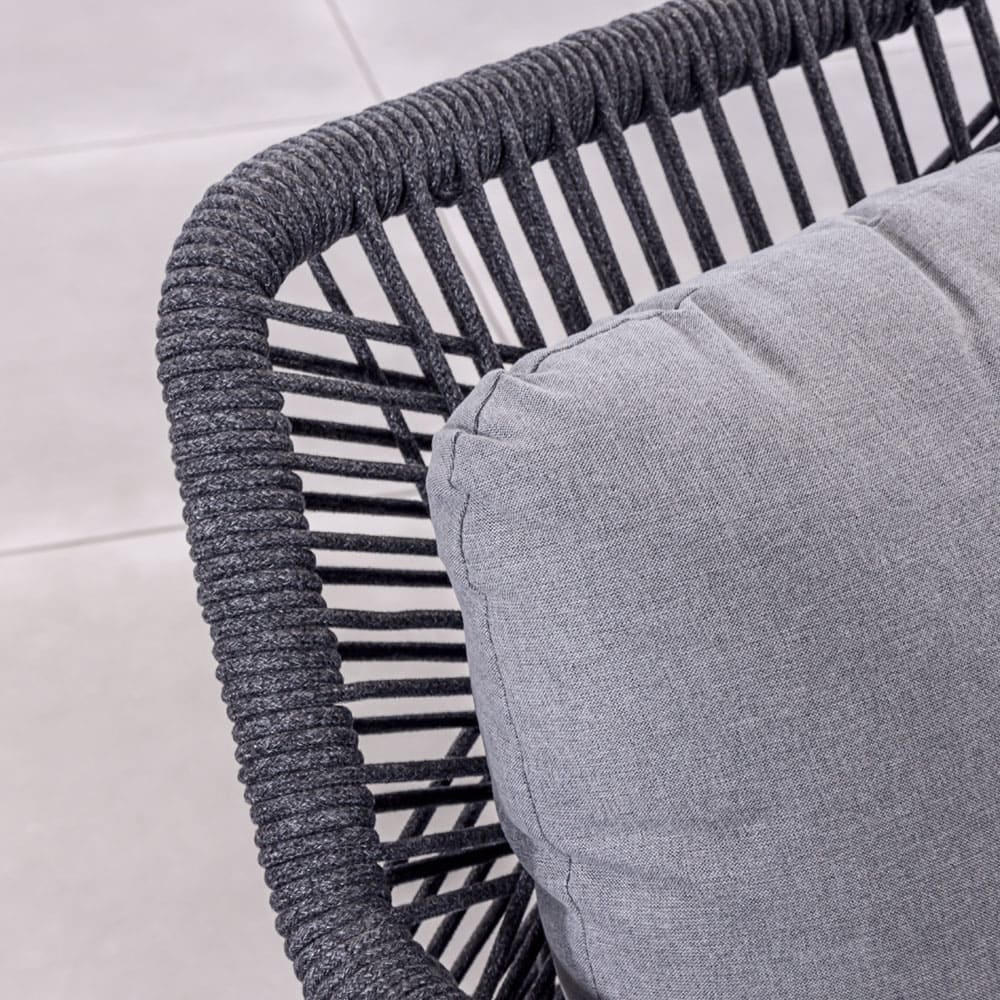 Aluminum Frame AJUNION Rope Weave Garden Furniture Lounge Sofa Set with HPL Tabletop