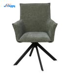 Mid Century Leather Swivel Dining Chair Heat Resistant With Metal Base Dc-7532