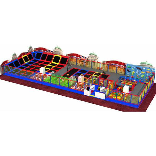 Non Toxic Trampoline Park Equipment UV Resistant Mall Trampoline Park Customizab