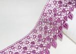 Pink Guipure Lace Ribbon Embroidery Fabric With Heart - Shaped / African Cord