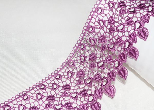 Pink Guipure Lace Ribbon Embroidery Fabric With Heart - Shaped / African Cord