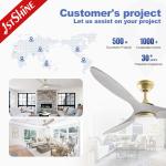 low Noise 60" Ceiling Fan 3 Blade Solid Wood Hotel Smart Dc dimmable Led