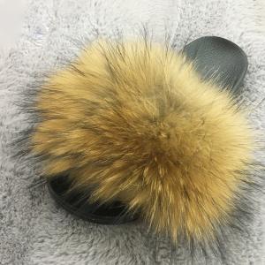 China Popular Womens Slippers Footwear Outdoor Real Fox Fur Slides factory