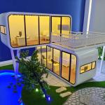 Rock Wool Sandwich Panel Wall Luxury Apple Cabin Container House for Space