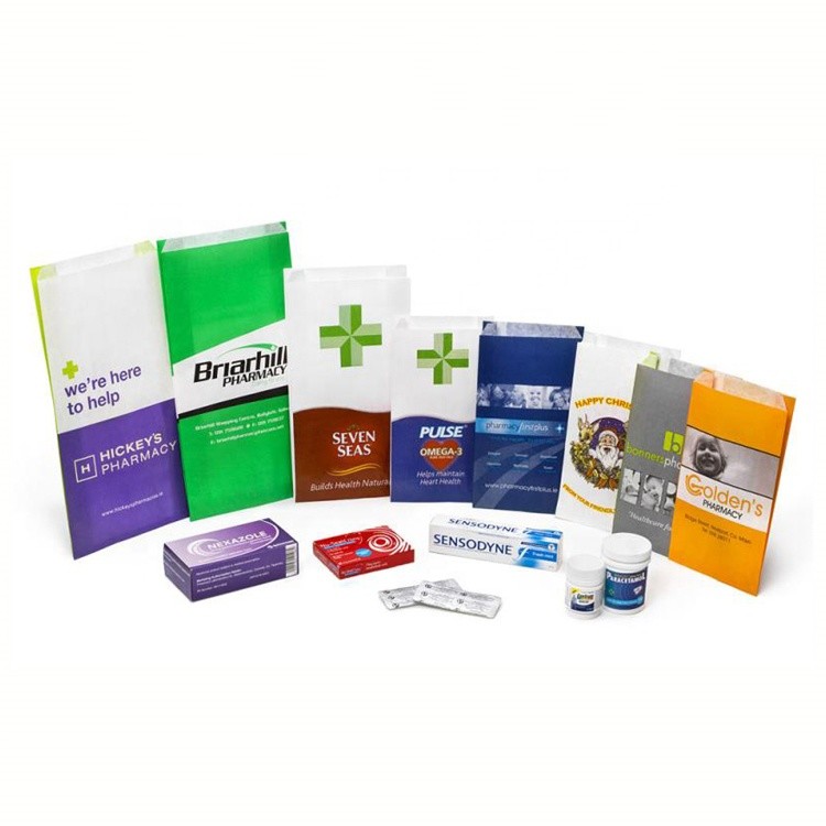 Disposable Brown Kraft Paper Bag SOS Custom Pharmacy Bags Pouches