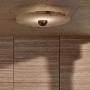 Modern American Design Median Sconce Alabaster Stone Disk Shade LED Wall Lamp