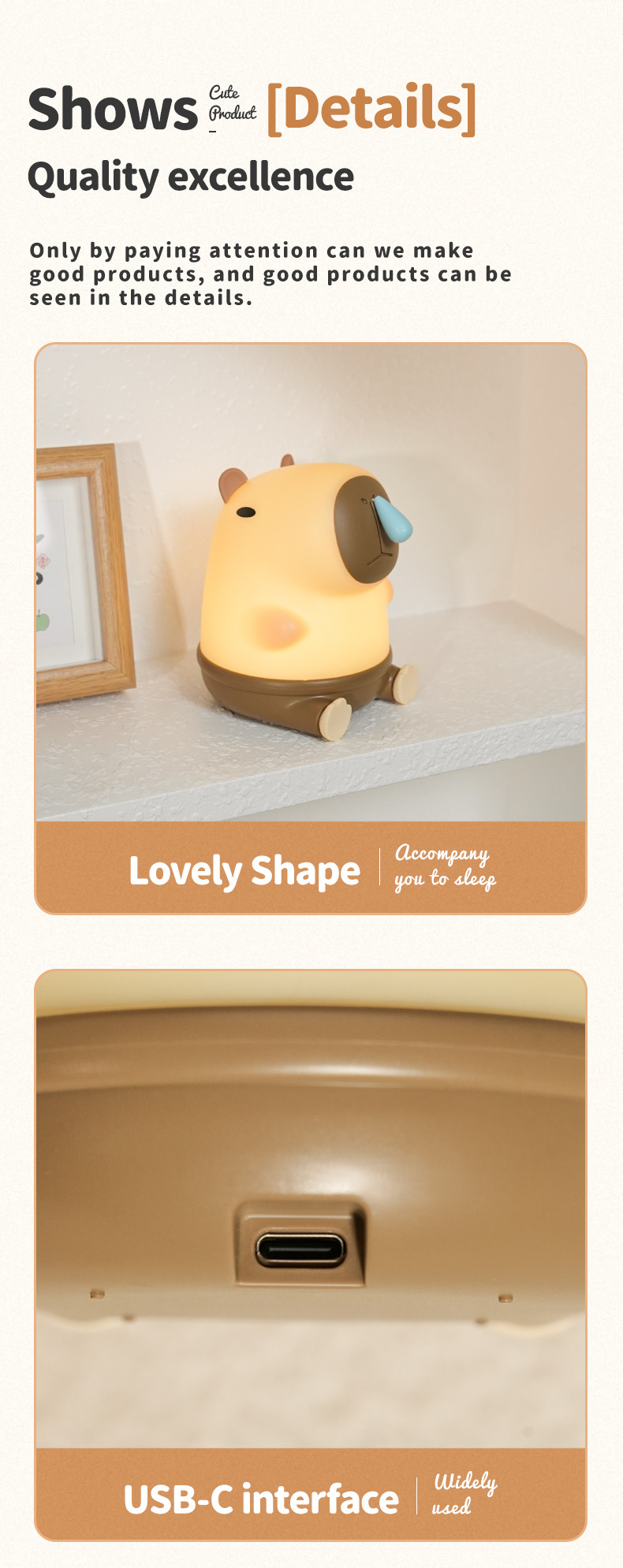 Wholesale Capybara Night Light Cute Animal Night Lamp Snottybara Silicone Touch Lights Decor Portable Rechargeable For Kids