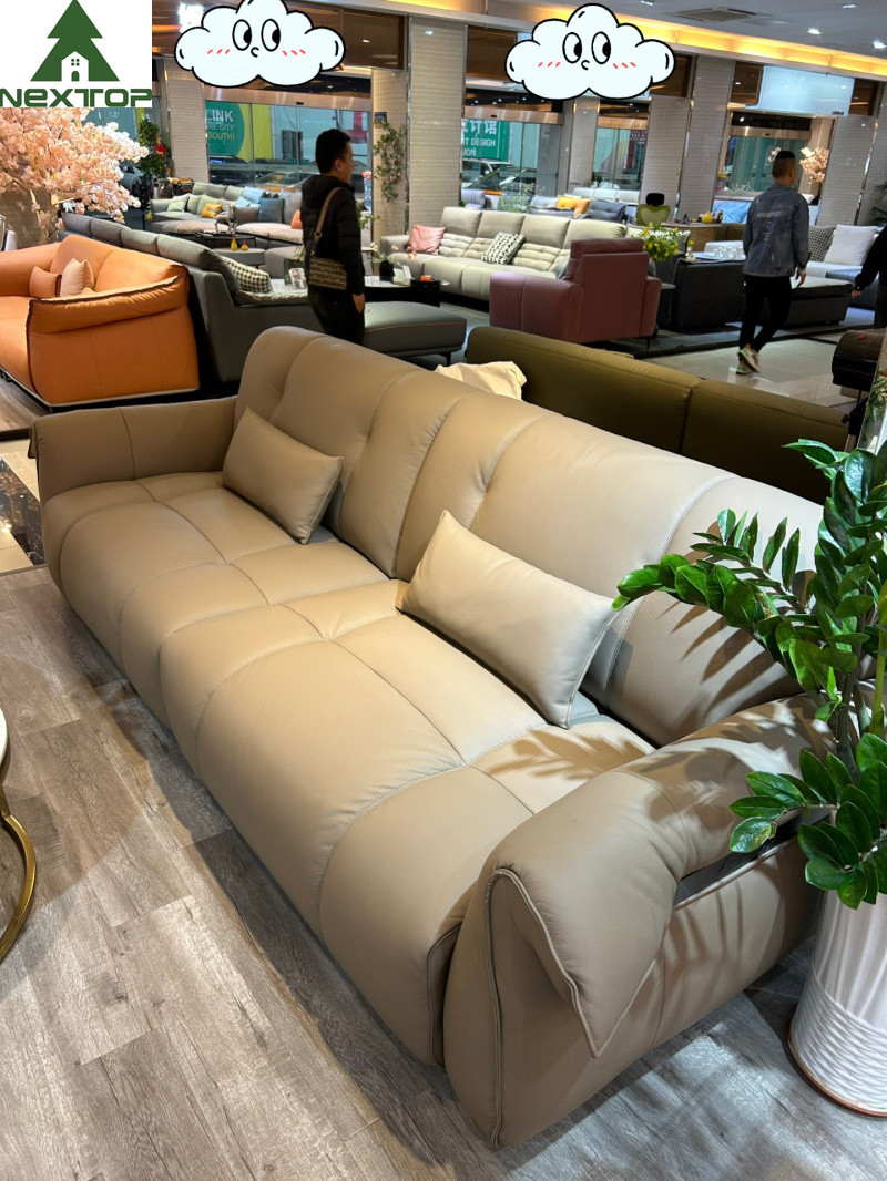 Leather Green Combination Sofa High Density for Living Room