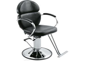 China Modern Style Salon Barber Chair Reclining Backrect With Round Base , Black Color factory
