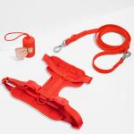 Neoprene Leash Collar Combo Adjustable Soft PVC Red Collar And Leash
