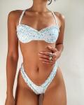 Twp Pieces Sexy Women Bikini White Green UPF Protection Summer Bathing Suits