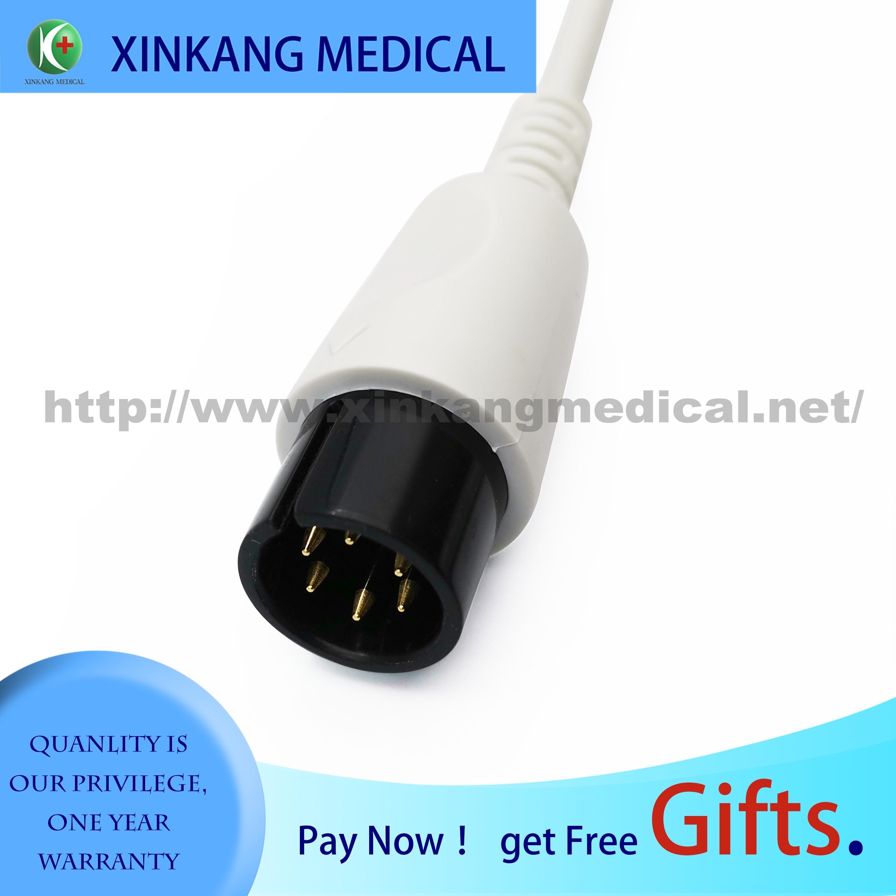 Medical Mindray ECG Cable Clip 6pin 3 Lead Far Infrared Disinfecting
