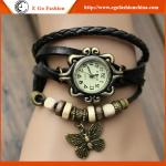 Butterfly Pendant Watches Unisex Watch Long Leather Strap Watch Quartz Analog