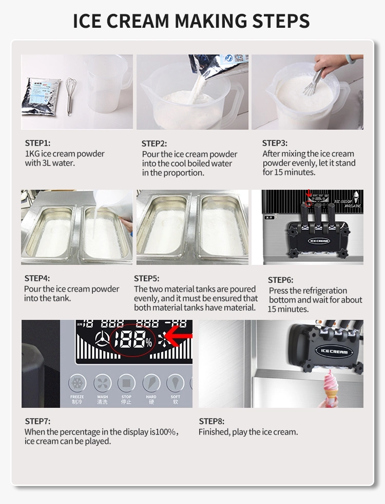 Big Capacity Touch Screen Stainless Steel Soft Ice Cream Machine Bt-F648